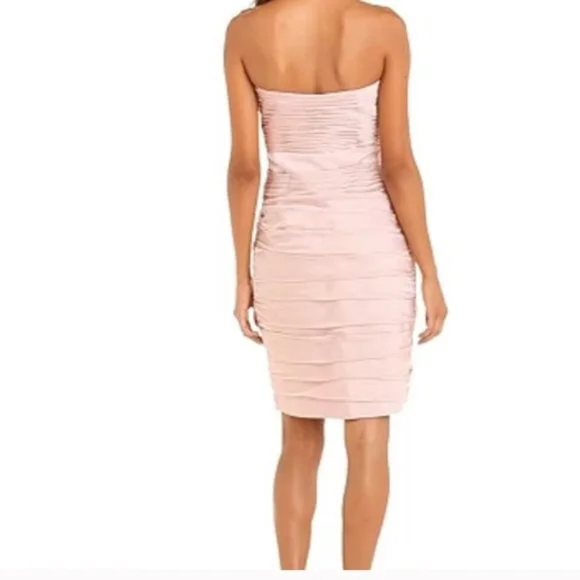 ED YOUNG Strapless Ruched Mini Dress Pale Pink Girly Homecoming Cocktail Y2K L - Picture 2 of 9
